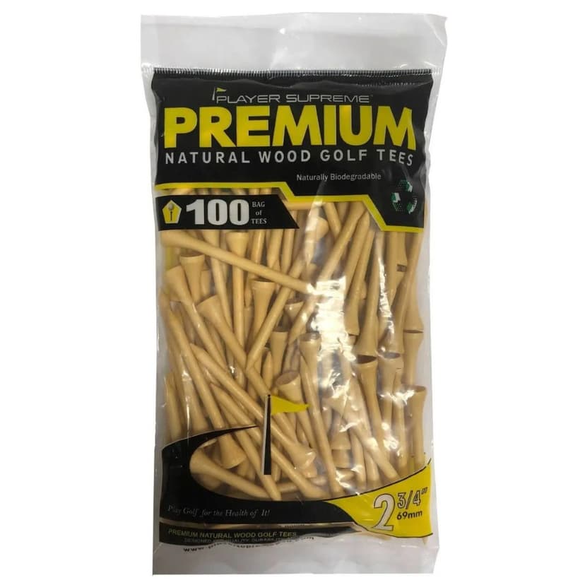 Player Supreme Premium Wood 2 3/4" Natural Tees - 100 Pack