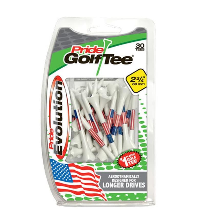 30 Pack Pride Sports Evolution Plastic Golf Tees 2 3/4" USA