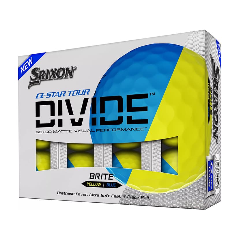 Srixon Q-Star Tour Divide Golf Balls - Brite Blue / Yellow 1 Dozen