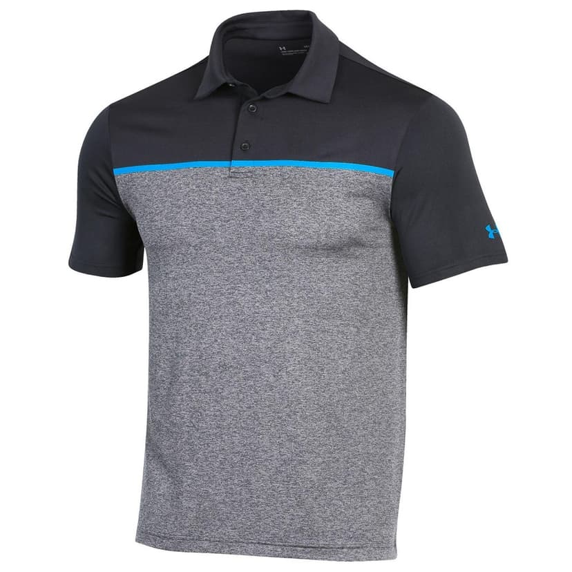 Mens Under Armour Playoff Chest  Stripe 2.0 Golf Polo Pitch Grey 2XL